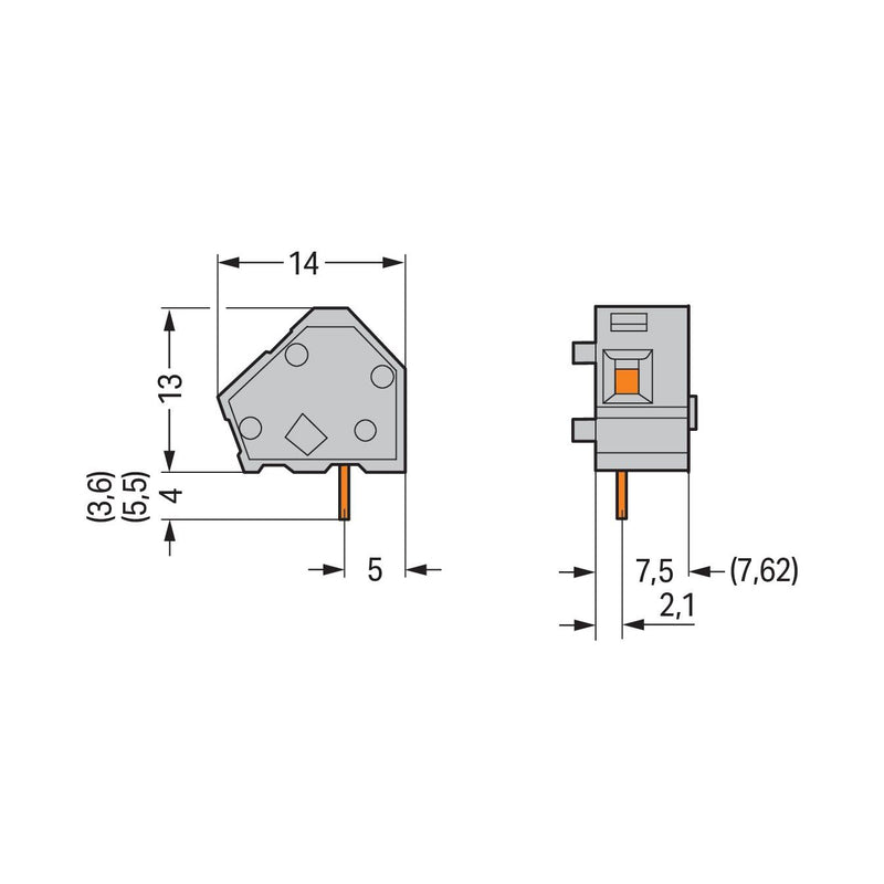 WAGO - Leiterplattenklemme Anreihbare Leiterplattenk. 236-727 2,5mm² − 100 Stück