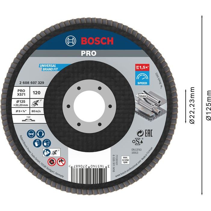 Bosch - Trenn-/Schleifscheibe PRO X571 2608607329 Fächerschleifscheibe