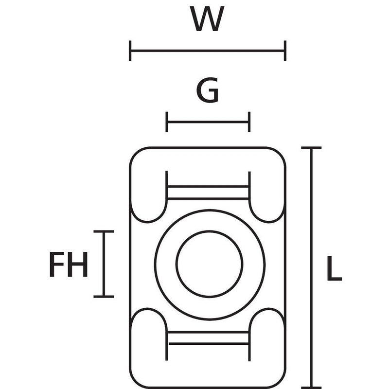HellermannTyton - Befestigungssockel und -element für Kabelbinder Befestigungssockel KR6G5-PA66-NA (100) − 100 Stück