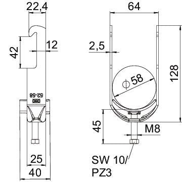 OBO Bettermann - Bügelschelle BS-W1-K-58 FT 52-58mm