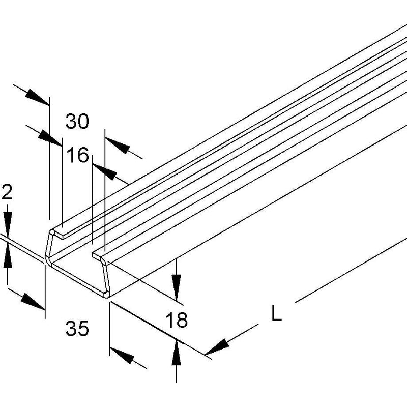 Niedax - Stiel/Profilschiene Ankerschiene 2980/2 E3 − 2 Meter