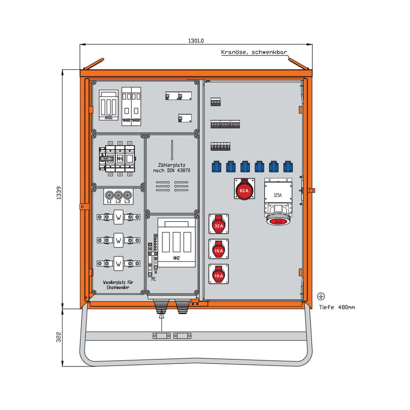 Walther Werke - Baustromverteiler Anschlussverteilerschrank WAV0267R1 138kVA m.Wandlermess