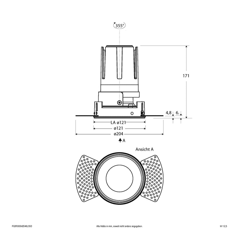 EVN Lichttechnik - Downlight/Strahler/Flutlicht LED-Einbauleuchte modular F02R09SM2540L55D Konfigurationstype