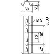 OBO Bettermann - Stiel/Profilschiene TP-Stiel TPSG 3000 FT mit Klemmhaken