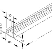 Niedax - Stiel/Profilschiene Ankerschiene 2980/2 FO − 2 Meter