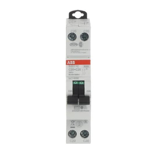 ABB Stotz S&J - Leitungsschutzschalter Sicherungsautomat S2011C-C20 6kA 20A 1P+1P 1M