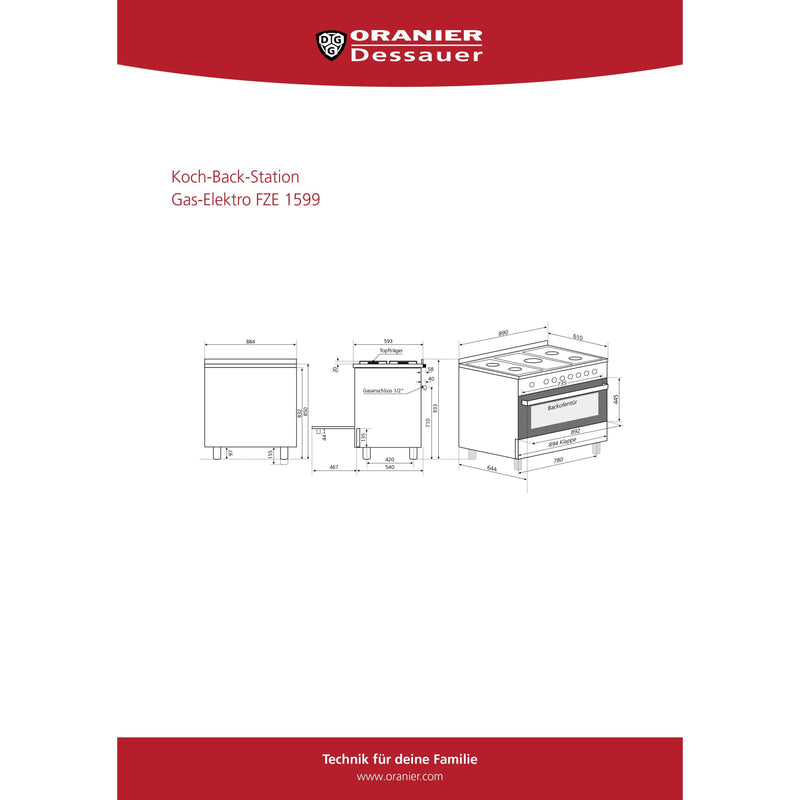 Oranier - Herd Koch-Back-Station Gas/El. FZE 1599 eds 90cm