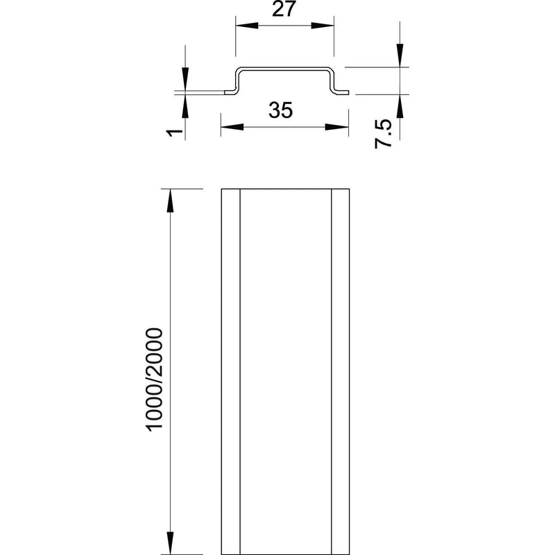 OBO Bettermann - Tragschiene Hutschiene 2069 2M BK blank − 2 Meter