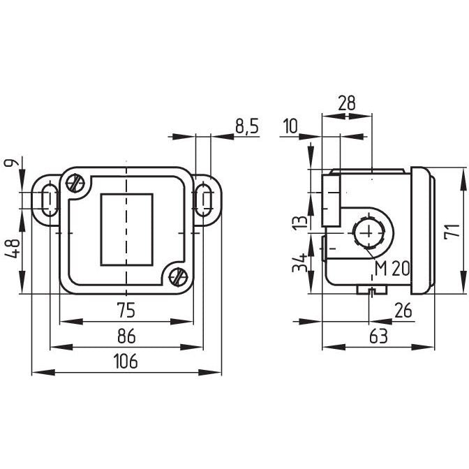 Schmersal - Einzelpositionsschalter Positionsschalter TS 422-10Y-M20