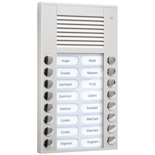 TCS Tür Control - Türstation für Türkommunikation Audioaußenstation 2-reihig PES16-EN/04 16 Tasten AP silber