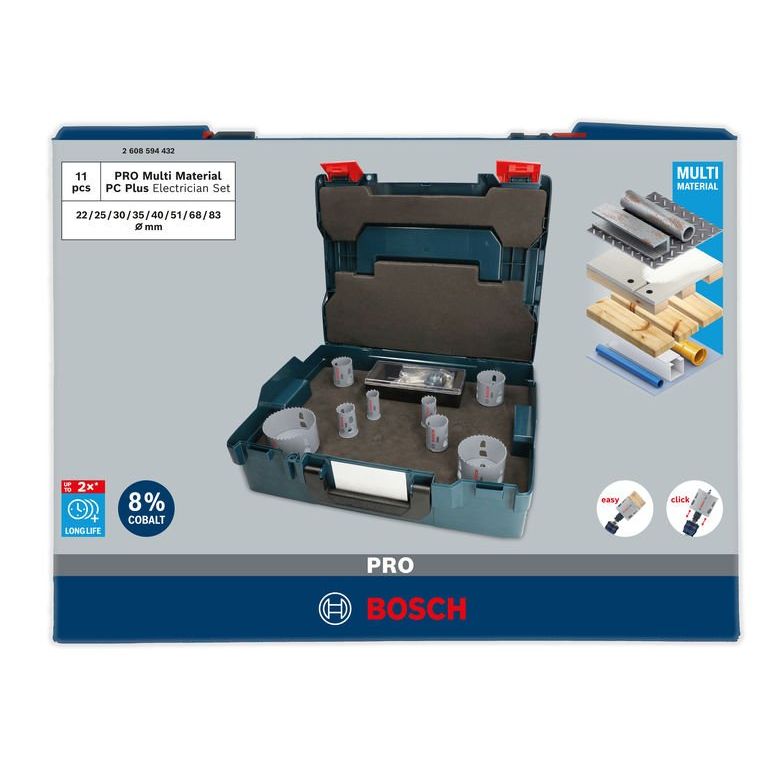 Bosch - Werkzeugset PRO Multi Material PC Plus 2608594432VE(11) Lochsägen-Set 22-83