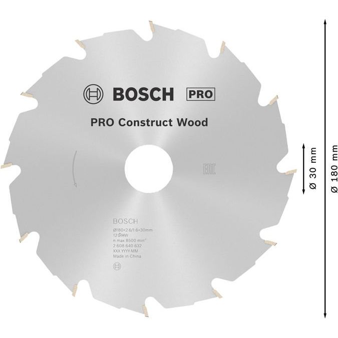 Bosch - Kreissägeblatt PRO Construct Wood 2608640632 Kreissägeblatt 180 x