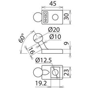 DEHN - Festpunkt für EuK-Vorrichtung Kugelfestpunkt KFP 20 S AL 12 D20mm schräg