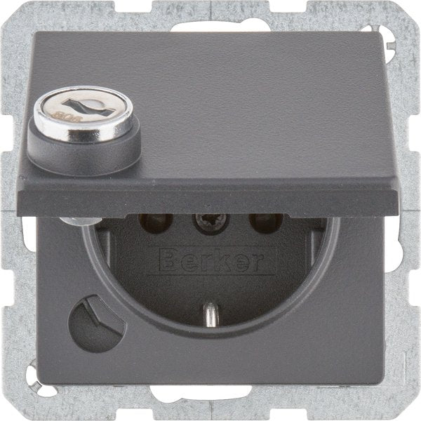 Berker - Steckdose SCHUKO-Steckdose anth/mt 41636086 Schraub-Liftklemmen