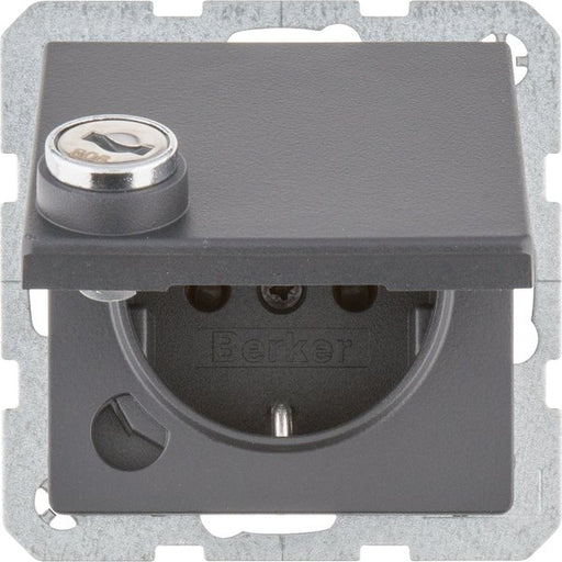 Berker - Steckdose SCHUKO-Steckdose anth/mt 41636086 Schraub-Liftklemmen