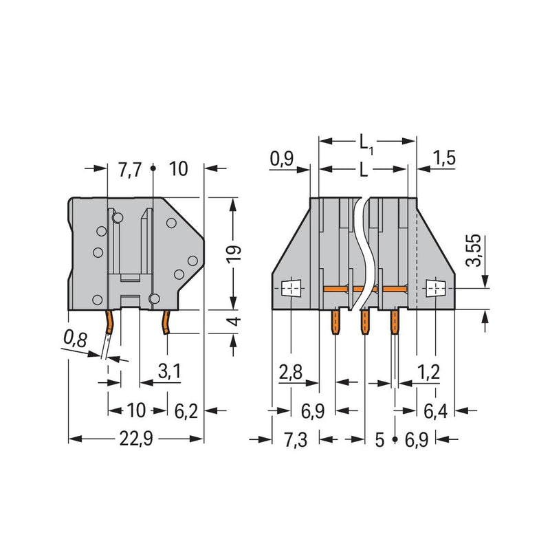 WAGO - Leiterplattenklemme 745-103 4mm² − 160 Stück