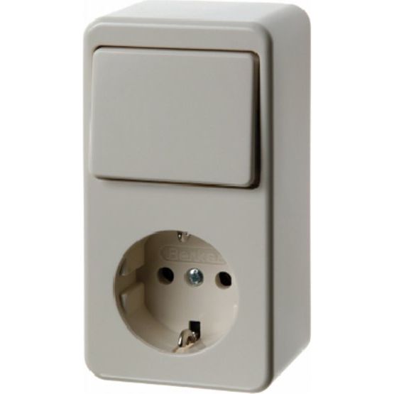 Berker - Schalter-/Steckdosenkombination Kombination/Steckdose ws 479640 Wippschalter, AP