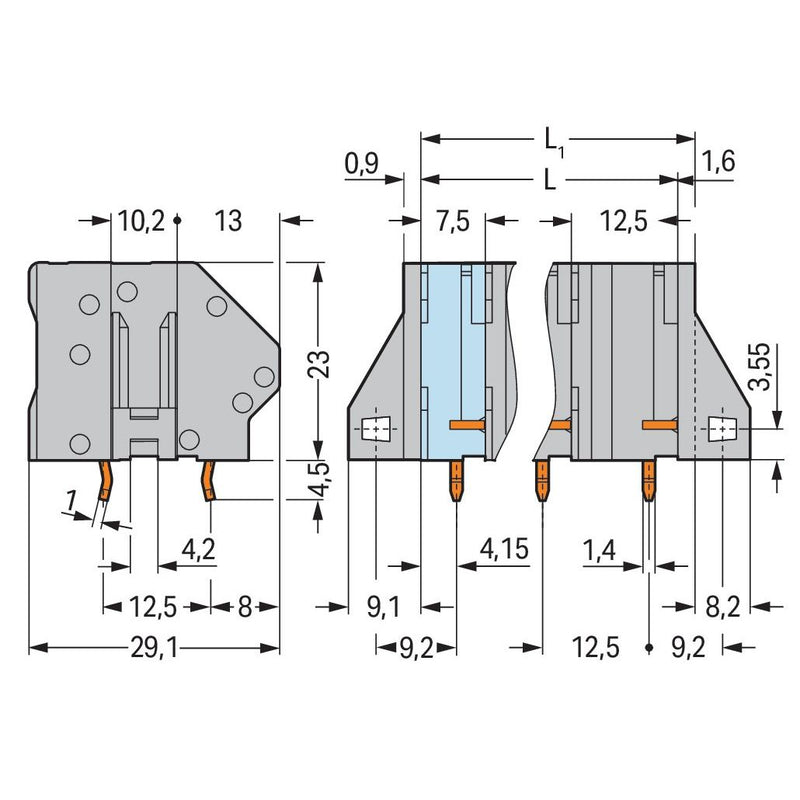 WAGO - Leiterplattenklemme 745-1404 6mm² − 40 Stück