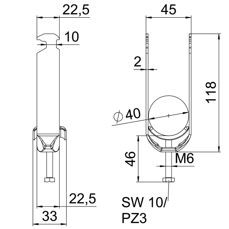 OBO Bettermann - Bügelschelle BS-H2-M-40 A2 2-fach − 25 Stück