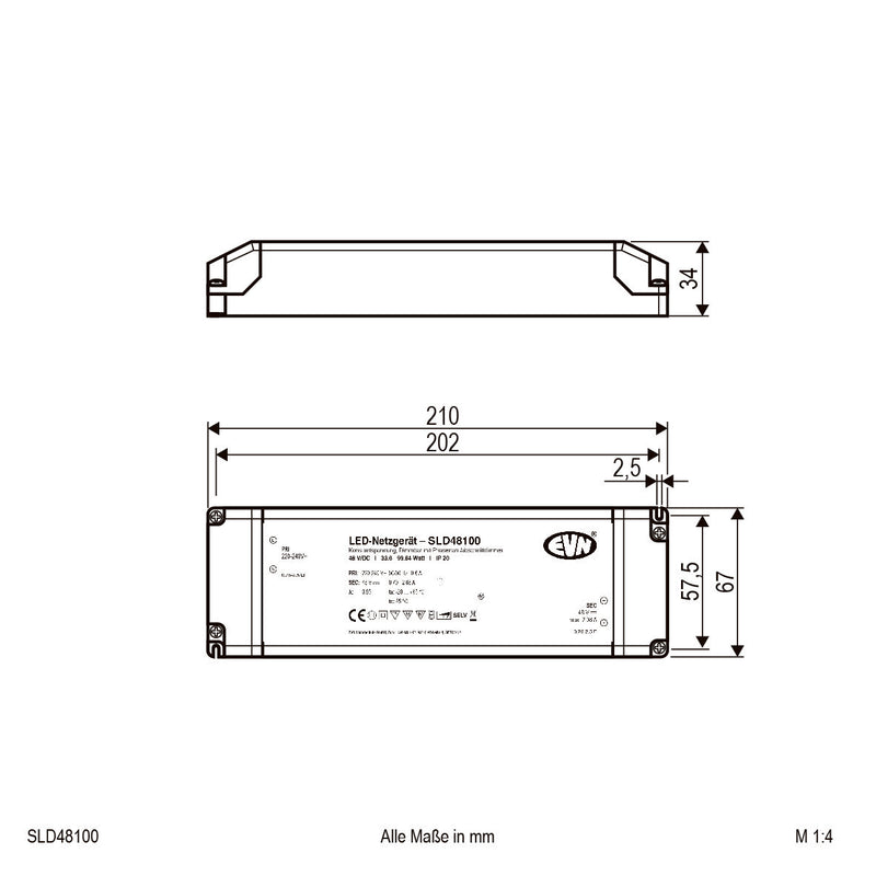 EVN Lichttechnik - LED-Betriebsgerät LED-Netzgerät SLD48100 48V/DC dim