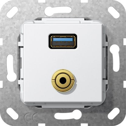 Gira - Einsatz/Abdeckung für Kommunikationstechnik UP Tragring USB A Klinke 568603 rws
