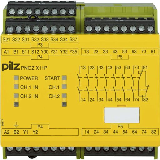 Pilz - Gerät zur Überwachung von sicherheitsgerichteten Stromkreisen Not-Aus-Schaltgerät PNOZ X11P #777080 24AC24DC 7n/o1n/c2so