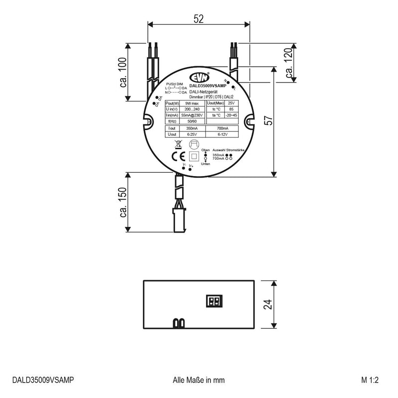 EVN Lichttechnik - Steuergerät für Leuchten DALI Dimmer-Empfänger DALD35009VSAMP inkl. Netzgerät