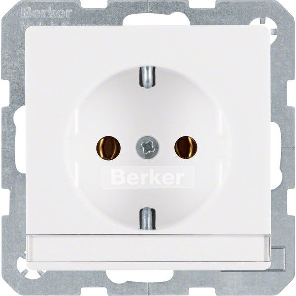 Berker - Steckdose SCHUKO-Steckdose pws/samt 47506089 mit Beschr.-feld