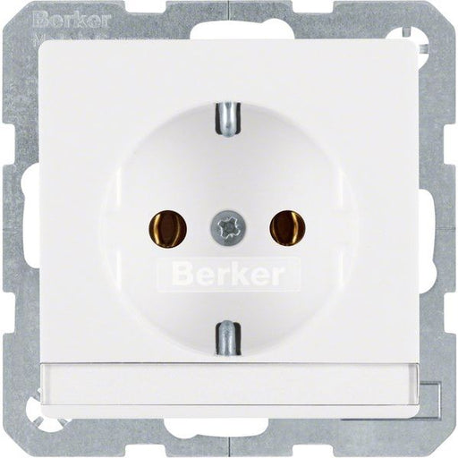 Berker - Steckdose SCHUKO-Steckdose pws/samt 47506089 mit Beschr.-feld