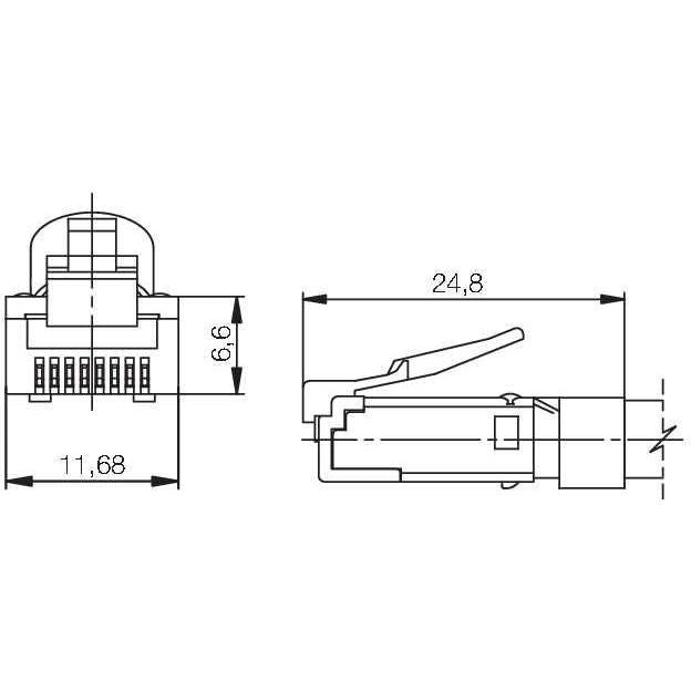 Weidmüller - Modularer Steckverbinder RJ45 Anschlussstecker IE-P70 mit Knickschutz − 10 Stück
