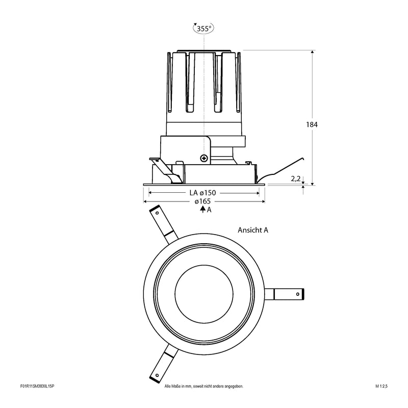 EVN Lichttechnik - Downlight/Strahler/Flutlicht LED-Einbauleuchte modular F01R11SM3830L15P Konfigurationstype