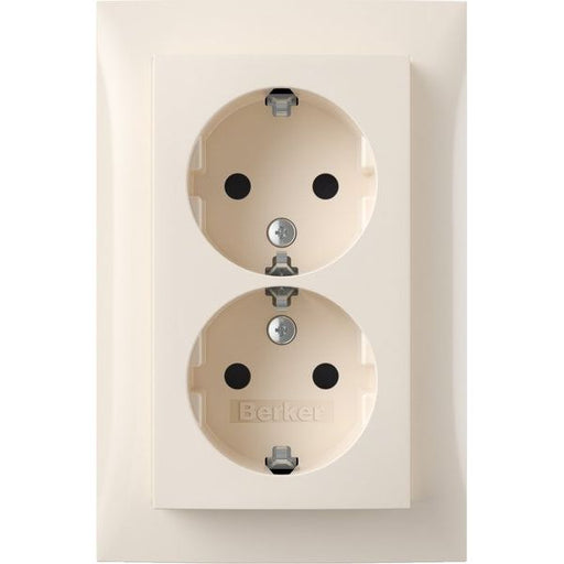 Berker - Steckdose SCHUKO-Doppelsteckdose 47598982 Abdeckpl. ws-glanz