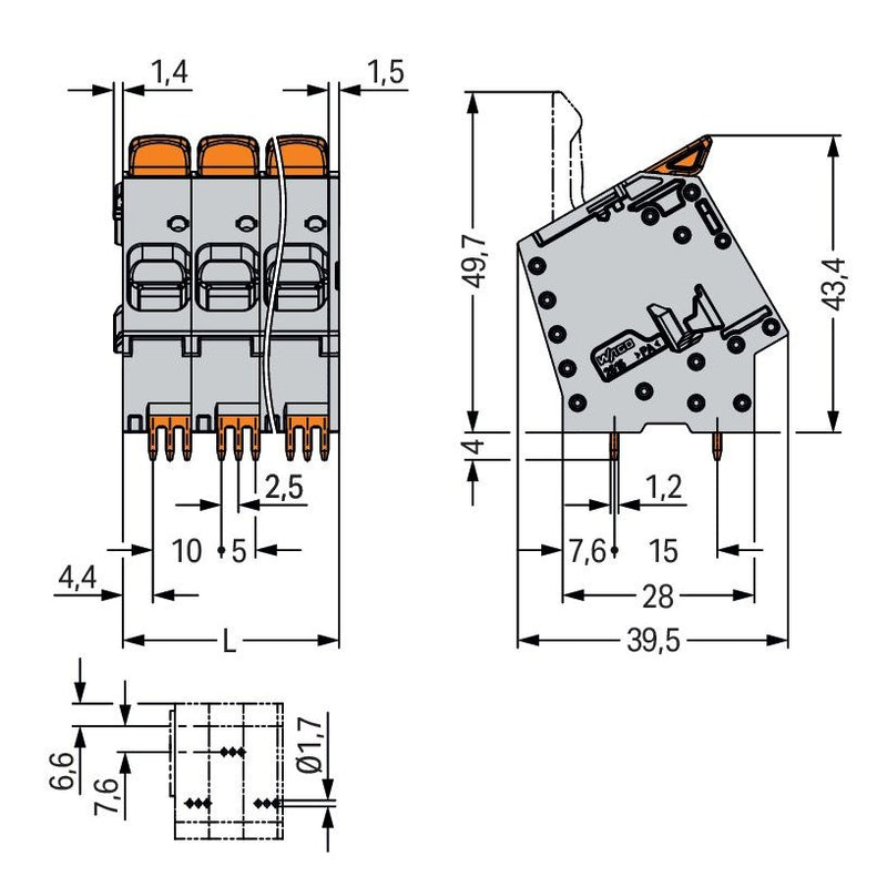 WAGO - Leiterplattenklemme 2616-2111/020-000 − 7 Stück