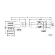 WAGO - Konfektioniertes Sensor-Aktor-Kabel Sensor-/Aktorleitung M12A 756-5403/050-020 Bu.,w.,M12A-St.,ax. − 1 Stück