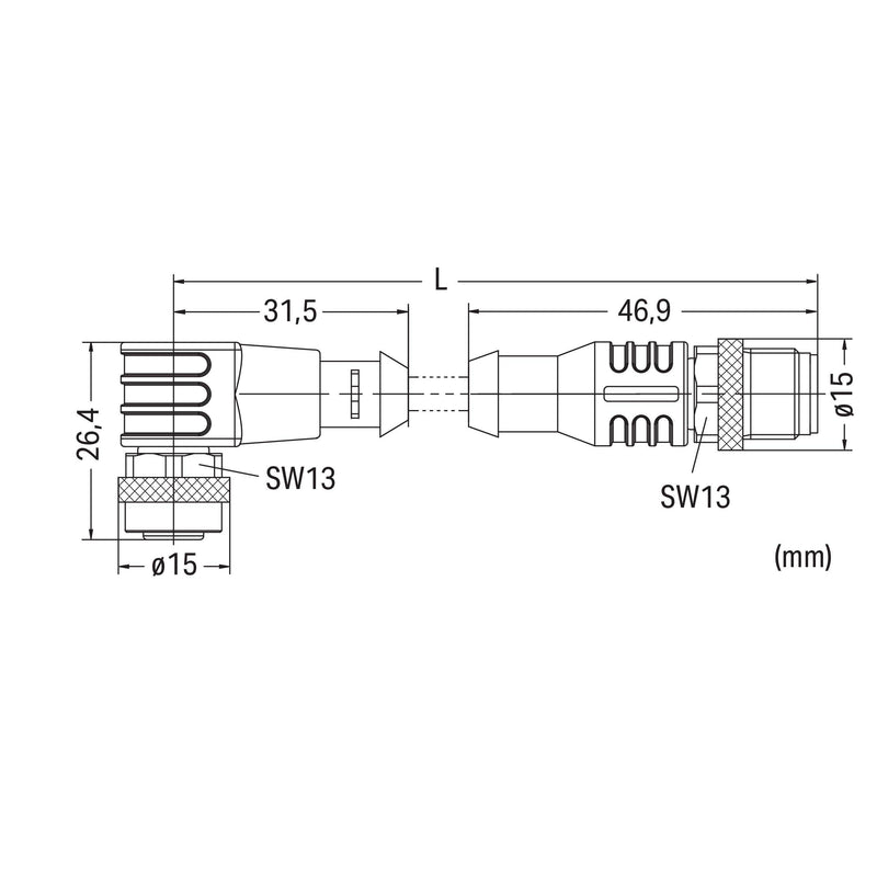 WAGO - Konfektioniertes Sensor-Aktor-Kabel Sensor-/Aktorleitung M12A 756-5403/050-020 Bu.,w.,M12A-St.,ax. − 1 Stück