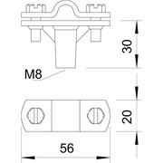 OBO Bettermann - Leitungshalter für Blitzschutz Leitungshalter f.Rundleit. 168 DIN-K-M8 Zn,Cu 8-10mm − 20 Stück