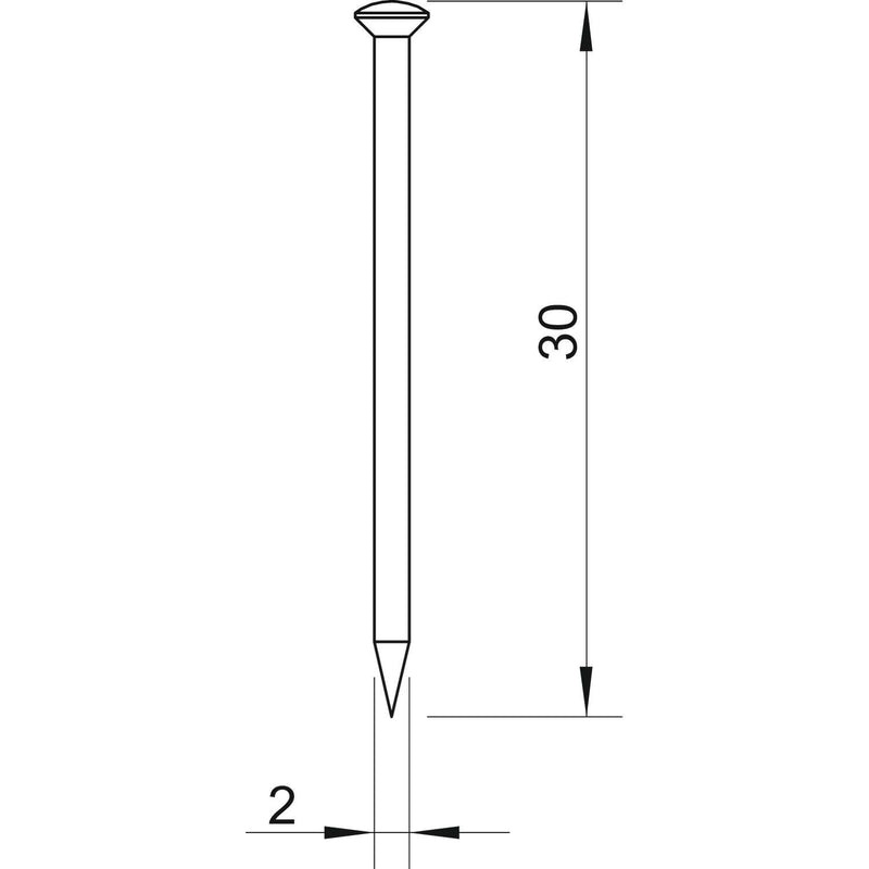 OBO Bettermann - Nagel Stahlnadel gehärtet 362 Z 30 G 2x30mm Stahl galv. − 100 Stück