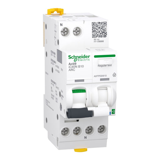 Schneider Electric - Leitungsschutzschalter mit Zusatzeinrichtung Brandschutzschalter A9TPDD610 AFDD 1P+N, 10A, B