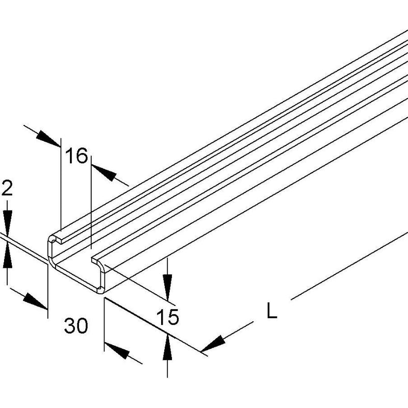 Niedax - Stiel/Profilschiene Ankerschiene 2971/2 FO − 20 Meter