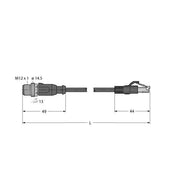 Turck - Rundsteckverbinder, feldkonfektionierbar (Industriesteckverbinder) Verbindungsleitung RSSD-RJ45S-4414-2M − 1 Stück