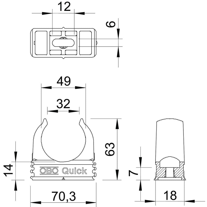 OBO Bettermann - Rohrschelle Quick-Klemmschelle 2955 M50 lgr − 25 Stück