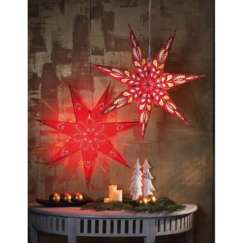 Hellum - Festbeleuchtung Papier-Stern 576627 rot, D=75cm − 20 Stück