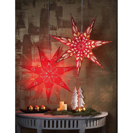 Hellum - Festbeleuchtung Papier-Stern 576627 rot, D=75cm − 20 Stück