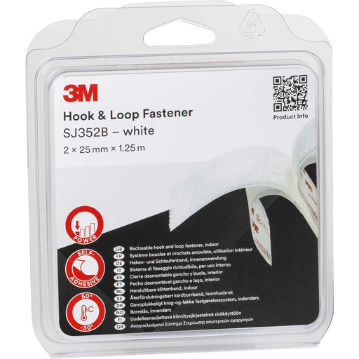 3M - Klettband Haken Schlaufen SJ352W/IPS 25mmx1,25m,4,4mm − 4 Stück