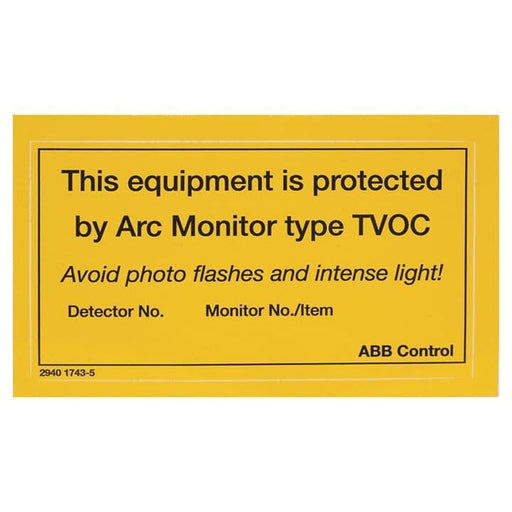 ABB Stotz S&J - Kennzeichnungsmaterial Hinweisschild Englisch TVOC-LABEL Störlichtbogenschutz − 10 Stück