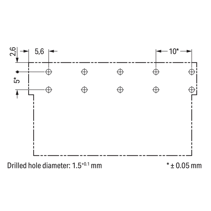 WAGO - Leiterplattensteckverbinder Stecker für Leiterplatten 770-855/011-000/060- 5-polig,grau − 50 Stück