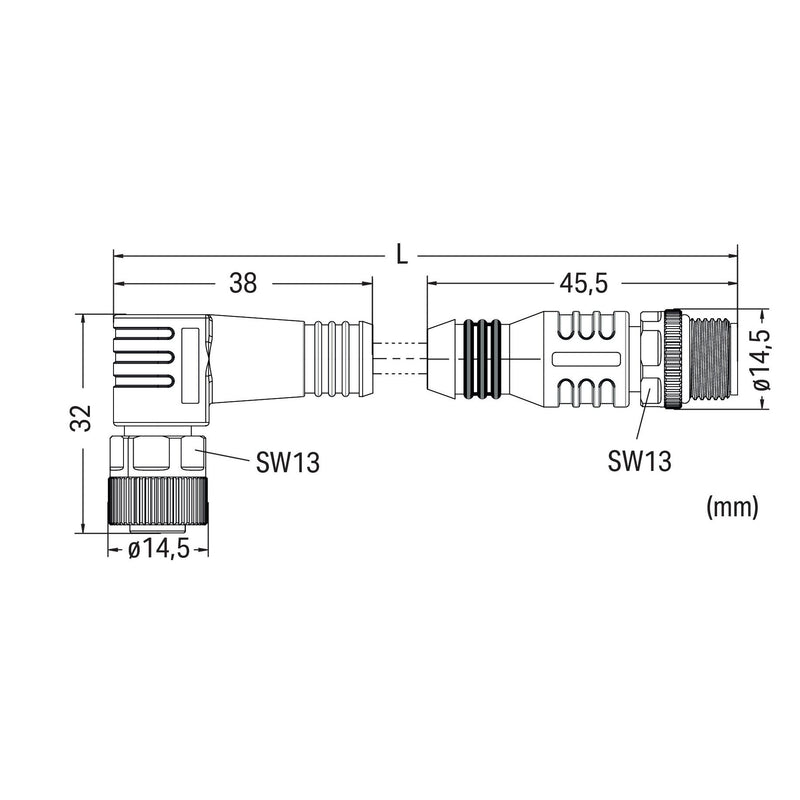 WAGO - Konfektioniertes Sensor-Aktor-Kabel Sensor-Aktorleitung axial 756-6403/040-030 M12A-Buchse/Stecker