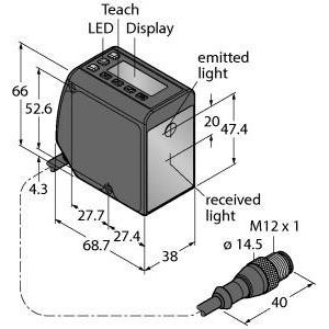 Turck - Optischer Abstandssensor Opto-Sensor LTF12KC2LDQP Lichttaster