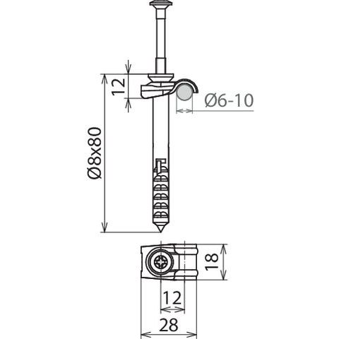 DEHN - Leitungshalter für Blitzschutz Leitungshalter LHDQ6.10ND8X80V2A