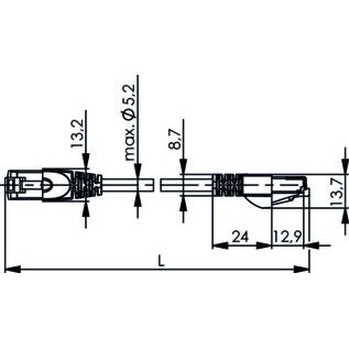 Telegärtner - Patchkabel Kupfer Patchkabel S/FTP C.6A 5,0m 100008740 MP8 500,LSZH,bl,1:1